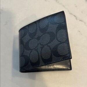 Coach Black Signature Men's Card Holder Wallet
